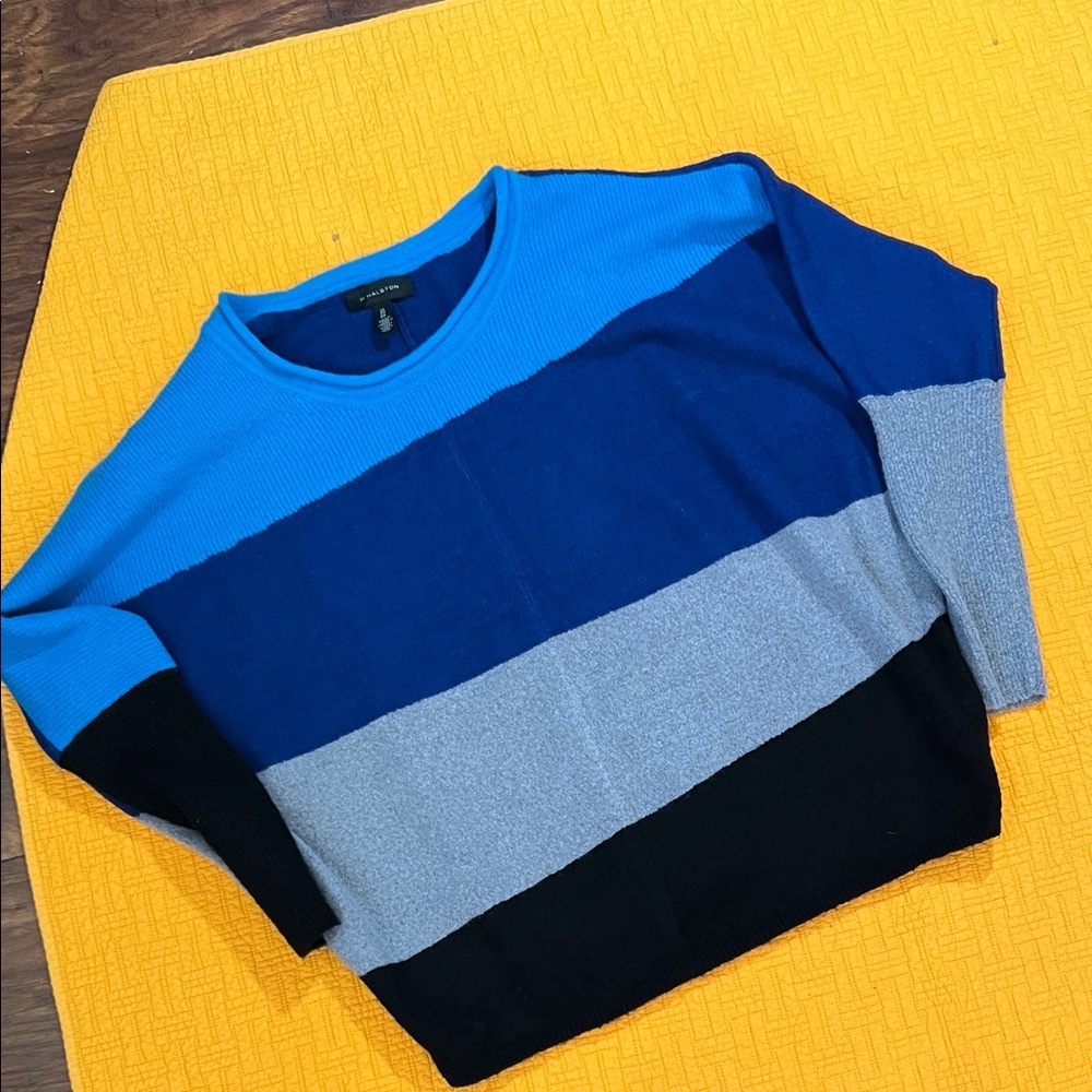 Halston Heritage Women's Color Block Sweater - Blue, Gray, Black